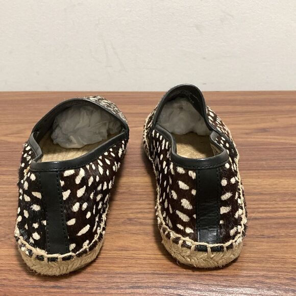 Tory Burch Black & White Pony Hair Espadrilles/Black Leather Trim. Size 10.5 M. - Picture 6 of 8